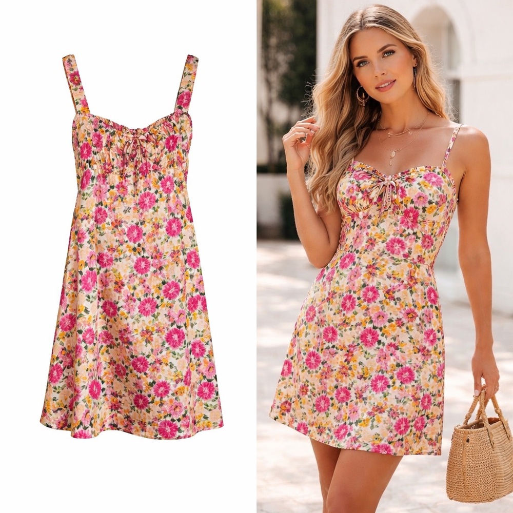 🌸 NWT! Micas Satin Floral Mini Dress